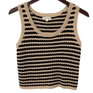 Blu Pepper Women’s Small Black Cream Striped Sleeveless Sweater Top